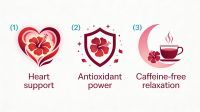 Heart support, antioxidant power, and caffeine-free relaxation are three standout benefits of organic hibiscus tea.